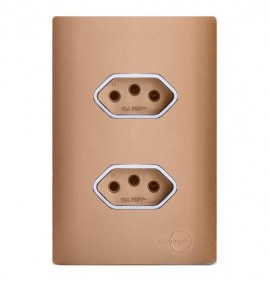 Conjunto Tomada Dupla 20A 4X2 - Novara Especiais Ouro Rose